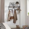 VASAGLE Wall Mounted Coat Rack, Wall Shelf with 8 Removable Hooks, Wall Mounted Hanging Shelf with Clothes Rail, for Hallway, Bedroom