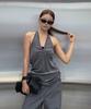 Geulouhaideu Koi Studded Halterneck Mini Dress_Charcoal