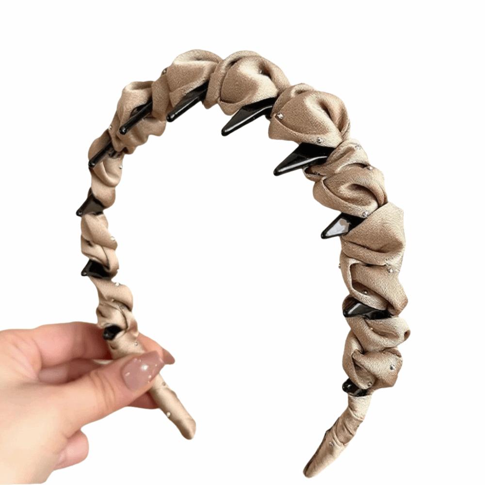 

Adjustable Pleated Fabric Headband Comfortable Non-slip Hair Band Fashion Accessory хакі