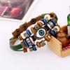 Vintage Beaded Eye Bracelets Multi-Layer Leather Rope Adjustable Bracelet Unisex Jewelry Accessries Gifts