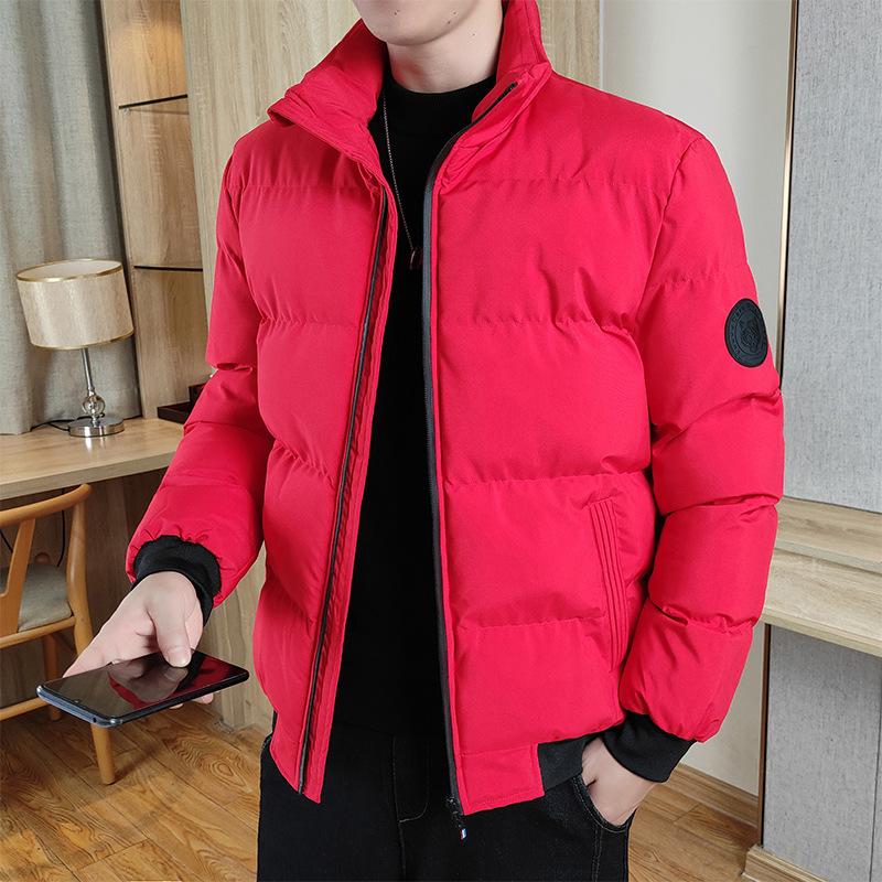 Men's Down Jacket Thickened and Warm Cotton Jacket for Autumn and Winter Pure Color Loose Down Jacket