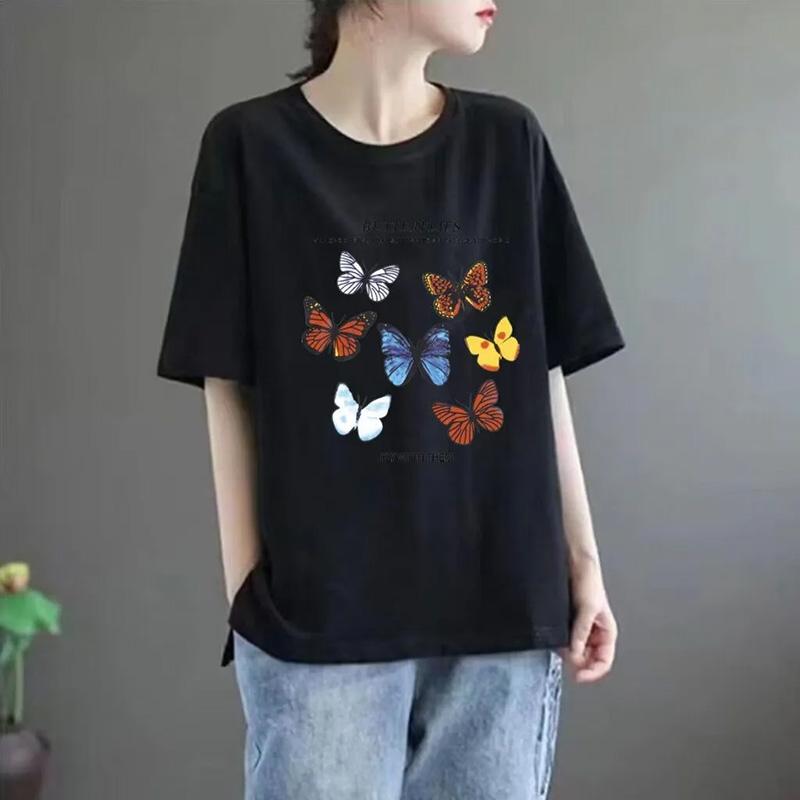 T-shirt for Women Summer Large Size Cotton Shirt Soft Loose Printed Casual Comfortable Pullover T-shirt Top