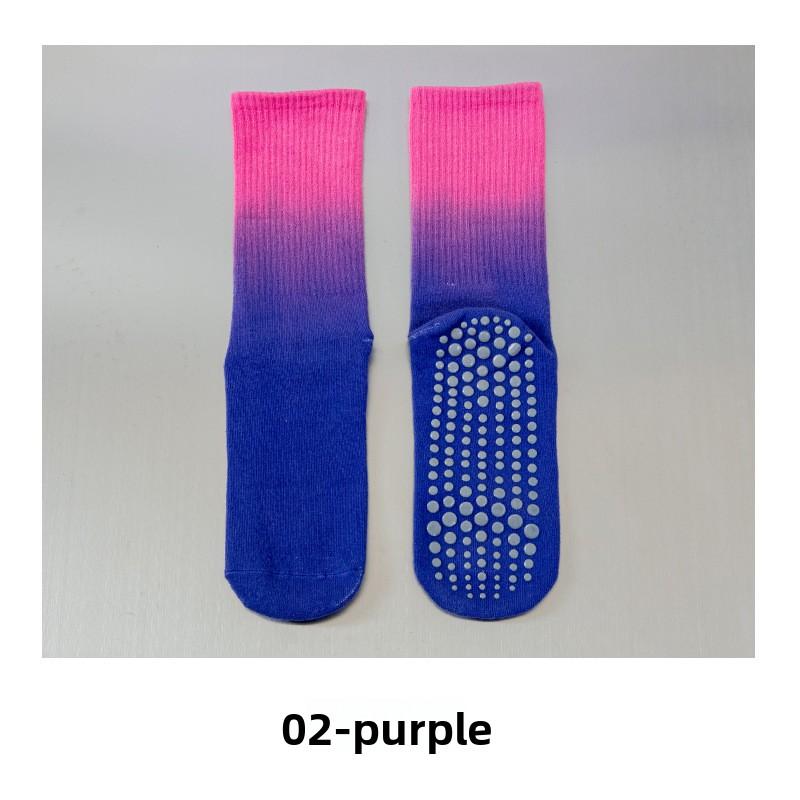 Gradually Change Yoga Women's Socks Non-slip Sports Socks Girls Pilates Medium Tube Hanging Dye Socks