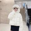Winter Fashion Loose Women Short Bread Coat with Flower Hooded Warm Thicken Jacket