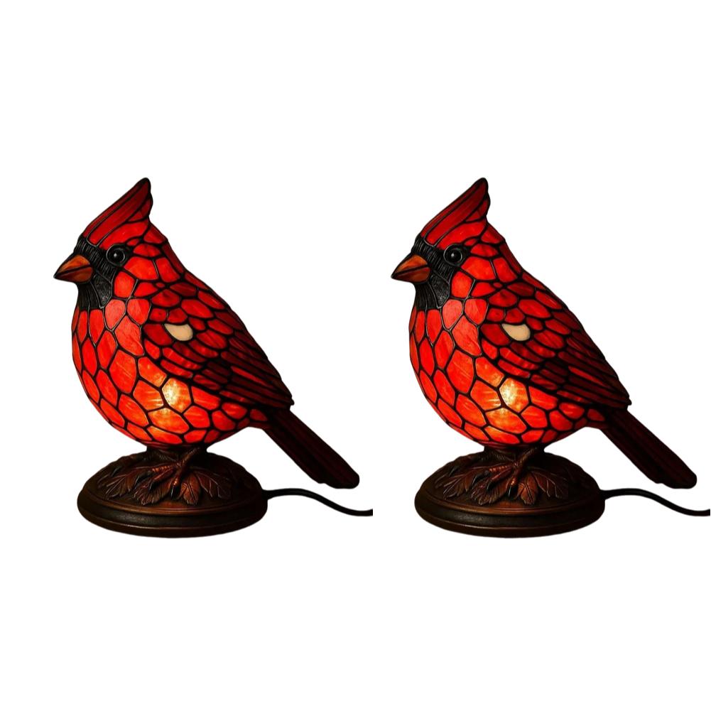 5-1PCS Resin Bird Lamp Christmas Art Decor Light Decorative Red Bird Table Lamp for Bedside Livingroom Bedroom Home Decoration