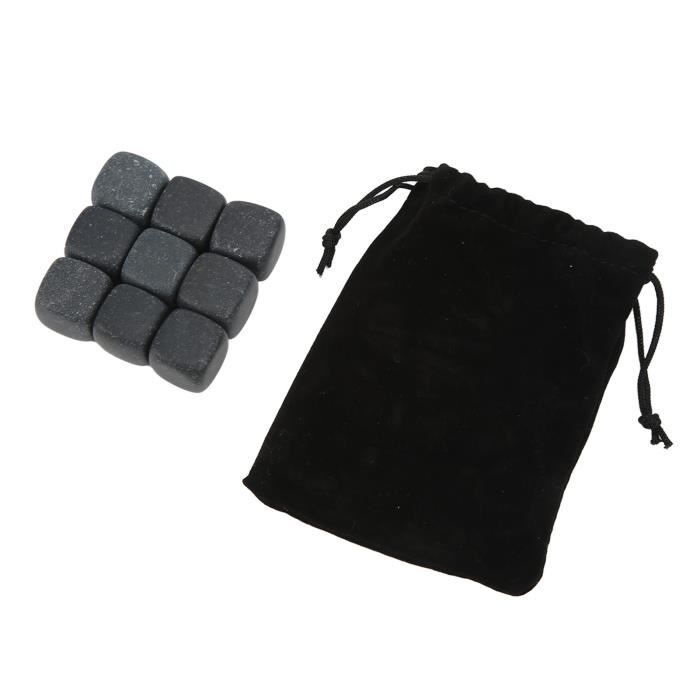 Ensemble de pierres à whisky - GOTOTOP - Basalte - Sac de rangement - Refroidissement rapide - Couleur grise