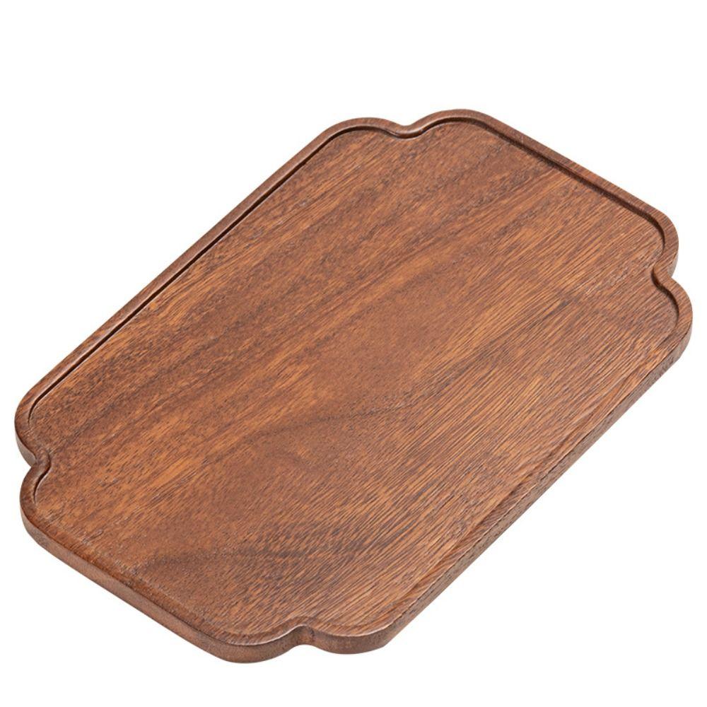 Walnut Tea Tray Round Wooden Tea Tray Plate Retro Serving Platter Tray  Tea