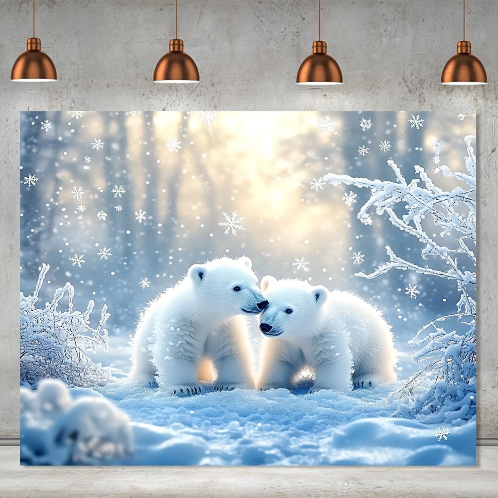 1Pcs Polar Bear Winter White Decoration Background Winter Backdrop For Photo Studio Photo Booth Party
