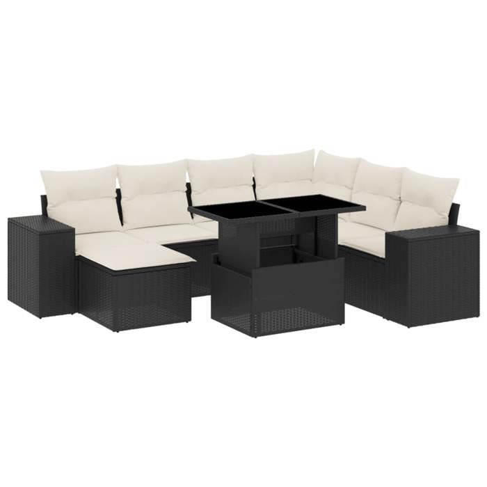 VidaXL Garden Lounge Set 8 Pcs with Cushions Black Braided Resin 3269326