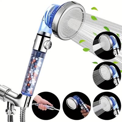 Nieuwe 3-standen Negatieve Ionen Booster Filter Douchekop Eénknops Waterstop Handdouche Waterbesparende Badkamer Accessoires Set