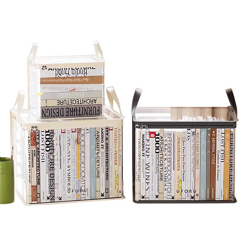 1Pc Book Organizing Box Student Classroom Book Storage Box Transparent Storage Household Large Capacity Textbook Storage Bag