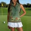 Camiseta Polo de Golf sin Mangas con Cuello de Cremallera Estampado Camiseta sin Mangas Deportiva para Mujer Ajuste Cómodo Tejido Elástico