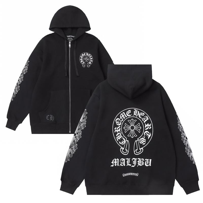 832 CHROME HEARTS 2025 Autumn and Winter New Plus Size Classic Style Logo Zipper Hooded Sweatshirt, Suitable for Couples To Wear