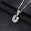 Collana con Ciondolo Lettera in Rame con Incastonatura in Zirconia Stile Hip Hop Alfabeto Iniziale Charms Donna Uomo Gioielli Trendy