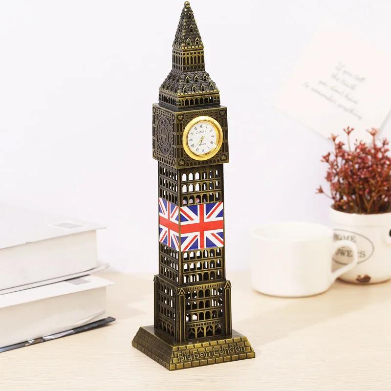 London Big Ben Model with Clock and Ferris Wheel World Famous Landmark Building Home Office Tabletop Decoration Souvenir