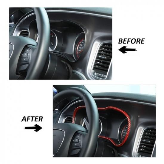 Dashboard trument Frame Trim Cover for Dodge Charger 2015-24 Red Carbon Fiber