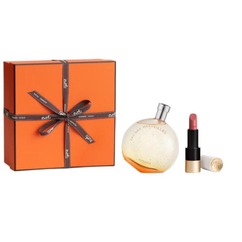 Hermes Orange Starlight Perfume + Gift Box Set Eau de Toilette EDT Woody Fragrance Cosmetics 9715611-Perfume 30ml + Satin Lipstick #75 3.5g