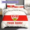 Set Copripiumino Trapuntato con Nome Personalizzato e Motivo VfB Stuttgart Decorazione per la Casa Regalo (1 * copripiumino + 2 * federe senza imbottitura)