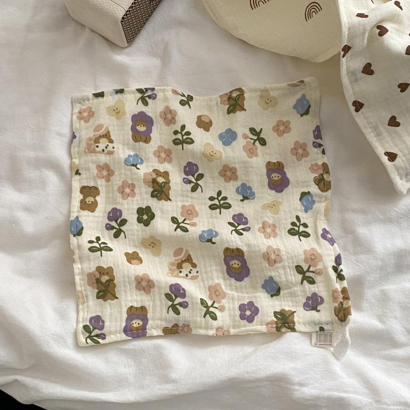 25x25cm Simple, Cute and Fresh Cotton Yarn Absorbent Face Towel Small Square Towels Soft Household Cleaning Tool Accessories