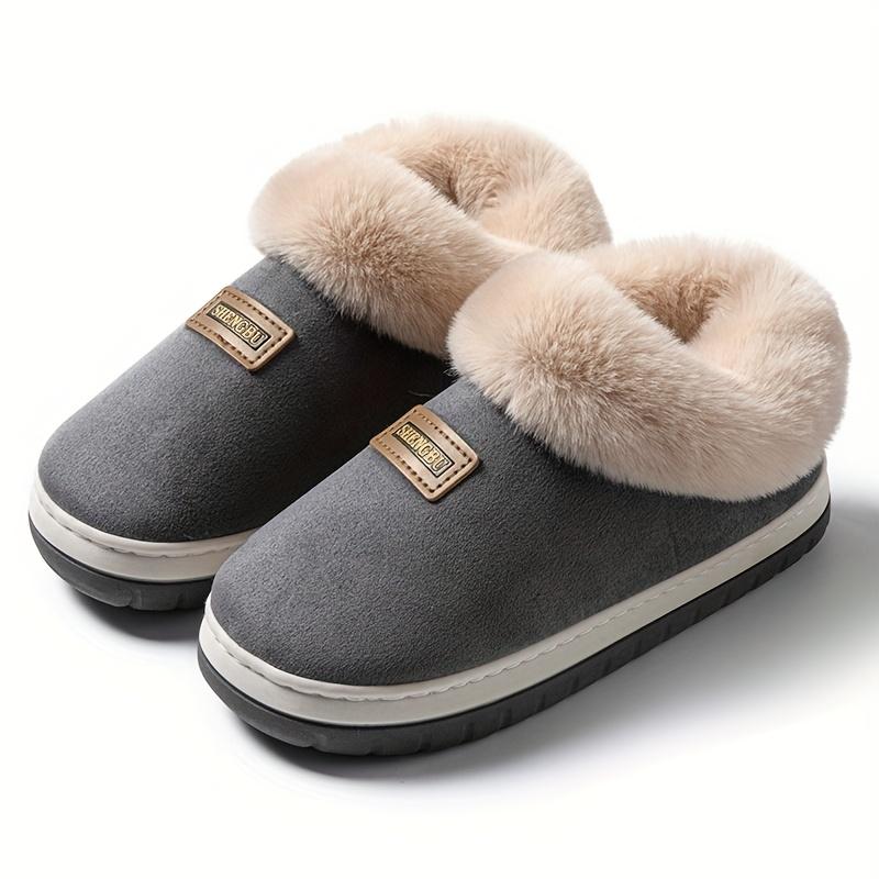 [Cozy Fleece Slippers] Men's & Women's Cozy Fleece Slippers with Thick Sole - Warm Winter Indoor/Outdoor House Shoes, Slip-On Design, Plush Lining