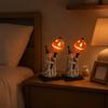 Vintage Witch Ghost Figurine with Glowing Pumpkin Wand Warm LED Ceramic Look Halloween Desktop Statue Decor 6.69inch