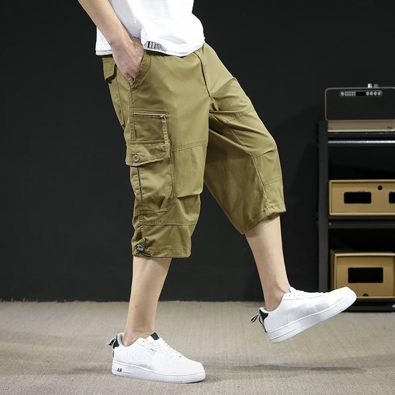 Men's Cargo Shorts Summer Loose Casual Pants Elastic Waist Large Size Outdoor Jogging Sweatpants Trend Multi Pockets Shorts