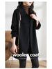 2025 Women's Plus Size Wool Blend Mid-Length Coat with Peter Pan Collar - Korean Fashion for Autumn/Winter