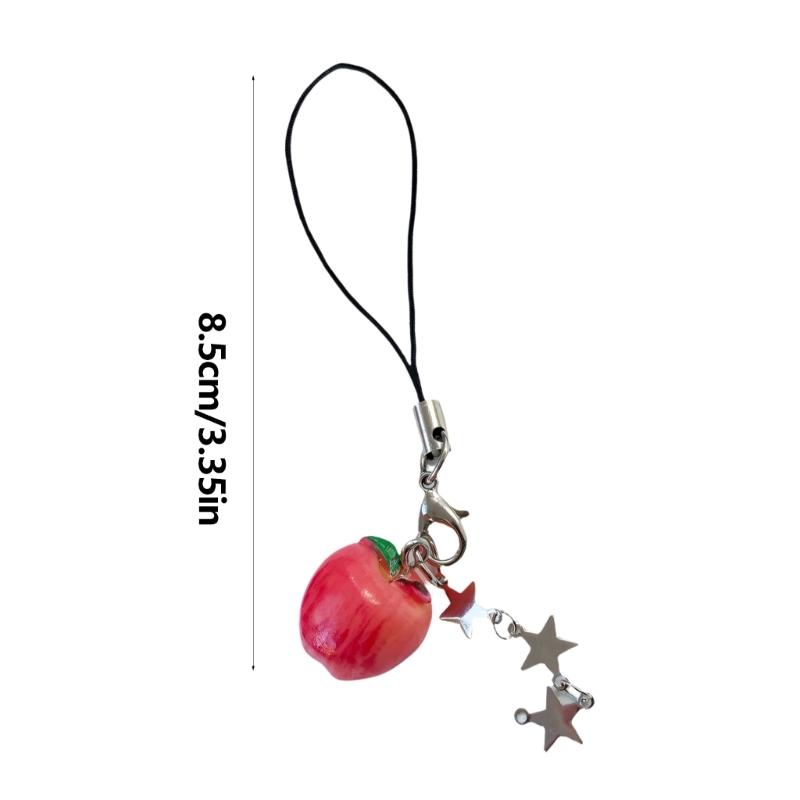 Cute Miniature Apples And Star Keychain For Girls Stylish Keyring Accessory For Backpack Or Phone Accessories