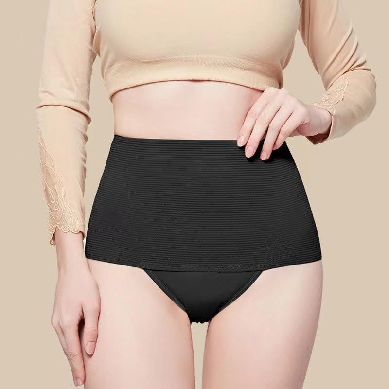 Women High Waist Cotton Crotch Tummy Control Breathable Slimming Body Shaping Underwear S чёрный