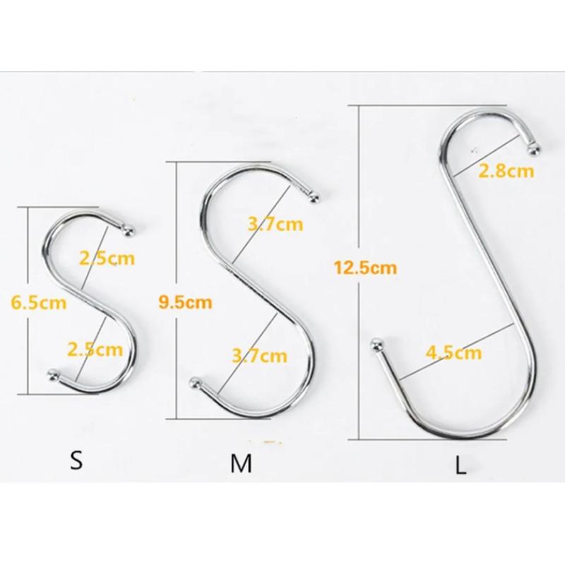 Multi Functional S-shaped Hook Strong Metal Hooks for Wardrobe Behind Door Sturdy Storage Hooking for Household Kitchen Bathroom