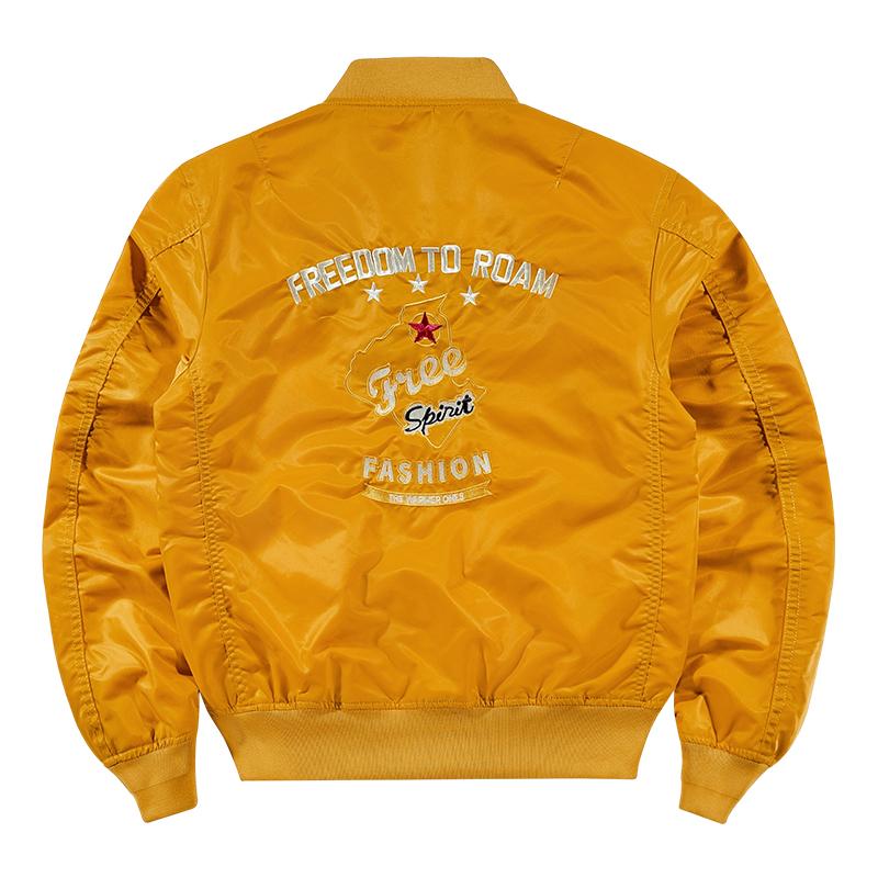 Autumn Men MA-1 Flight Bomber Jacket Badge Embroidery Patches Rib Knit Collar Zip Up Windproof Army Pilot Military Streetwear Casual Outerwear Coat