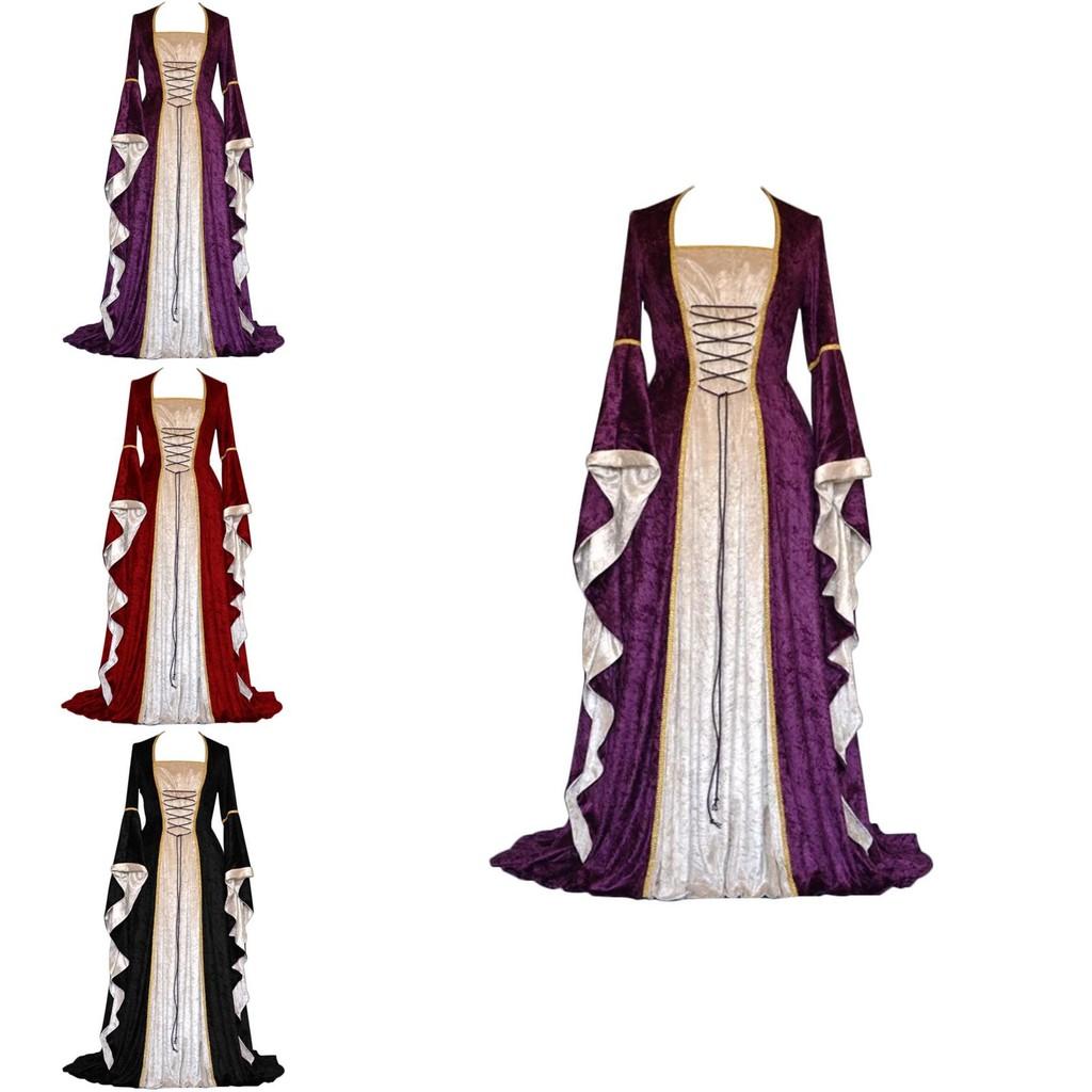 Sophisticated Long Sleeve Renaissance Dress For Cosplay And Historical Reenactments