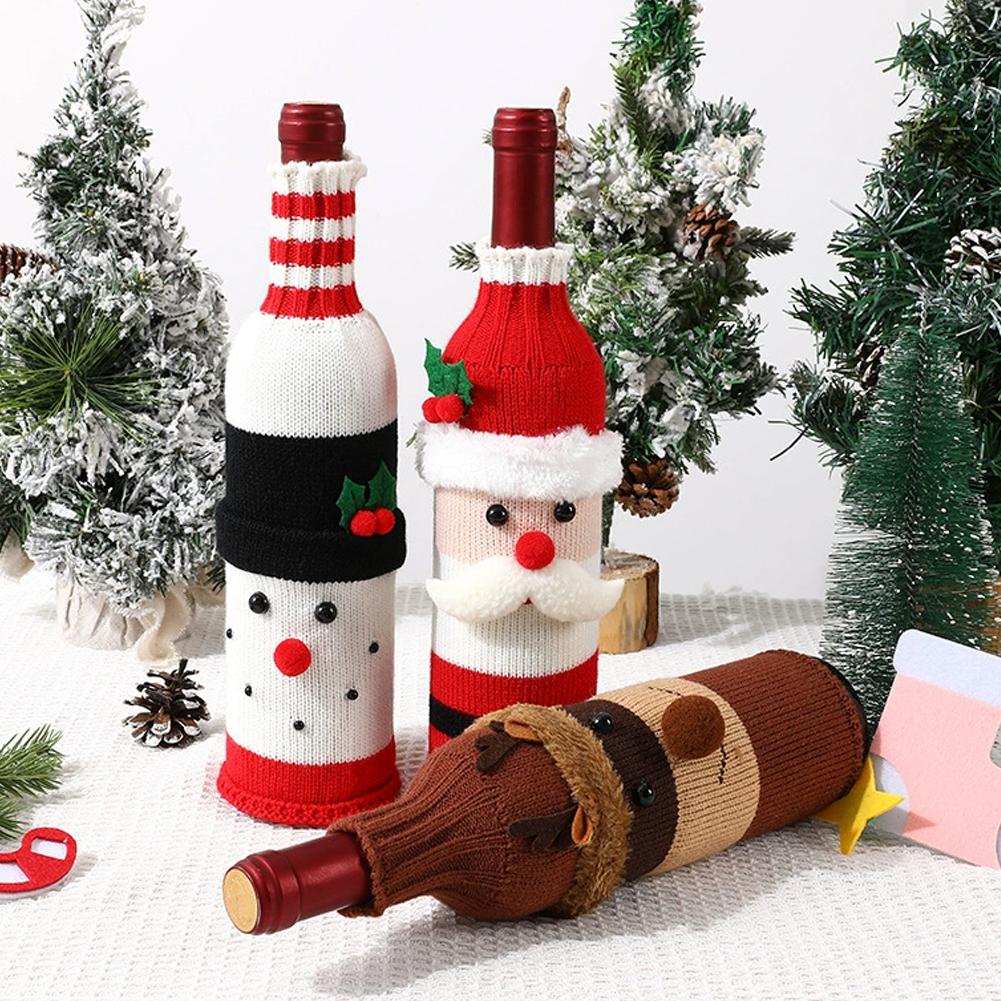 Cute Handmade Christmas Sweater Wine Bottle Cover,for Christmas Decorations XMAS Gifts Navidad 2026 Party Decorations