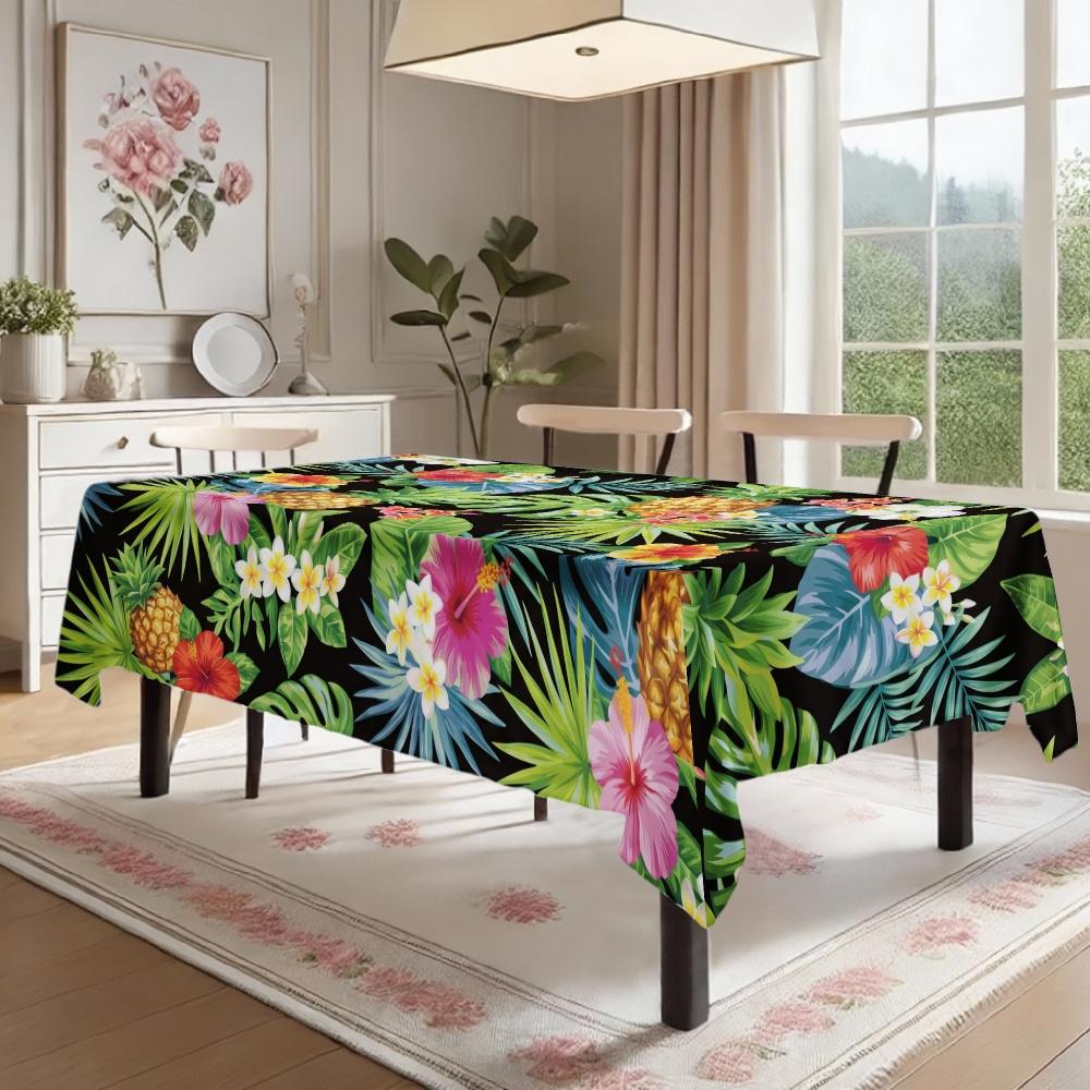 Jingyue Pet Unisex Tropical Hawaiian Rectangle Table Cloth For Table Decor Holiday Party Waterproof Reusable Tablecloth For Table Kitchen Dining