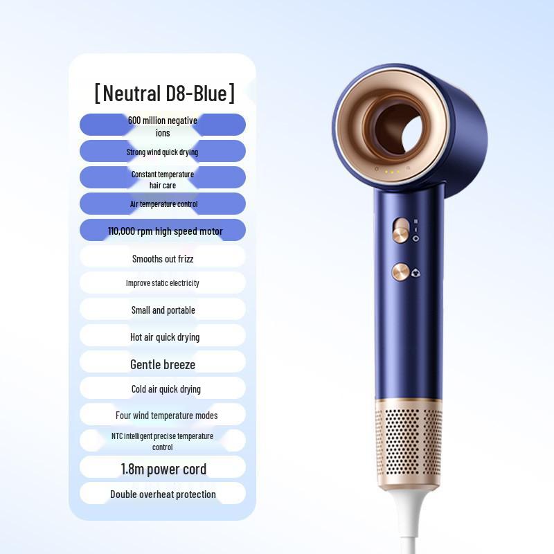 High-Speed 110,000 RPM Hair Dryer with Constant Temperature and Hot/Cold Negative Ion Technology
