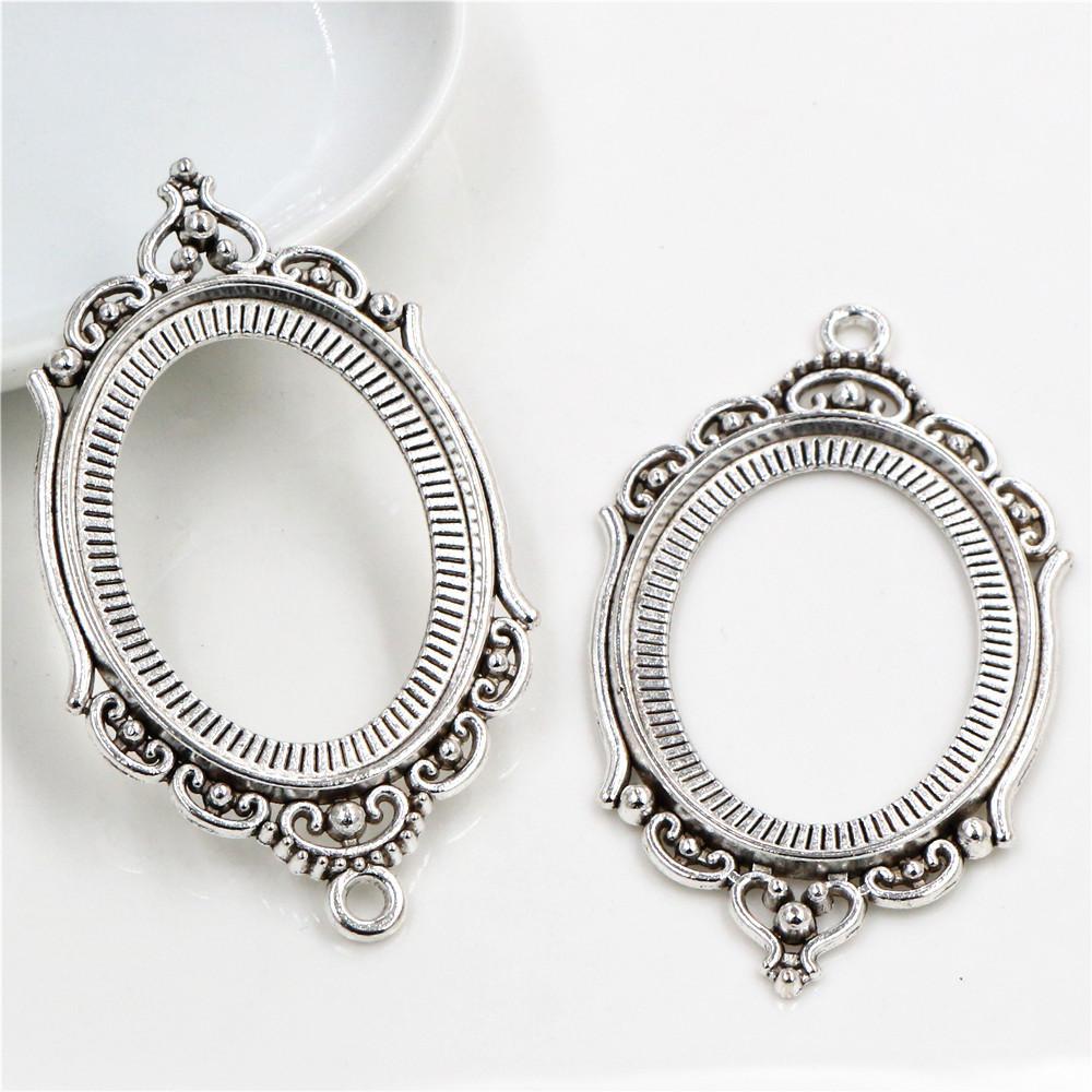 

New Fashion 5pcs 30x40mm Inner Size 6 Colors Hollowing Pierced Style Cabochon Base Setting Charms Pendant античный серебряного