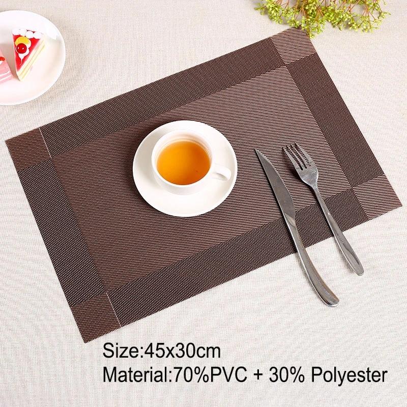 Rectangular PVC Placemat European Waterproof Anti-slip Coasters Dining Table Mats Heat Resistant Pad Cup Coffee Mats Home Decor