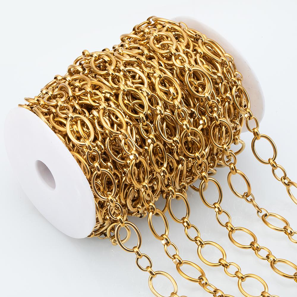 1meter Flat Geometric Heart Round Square Design Necklaces Chain Stainless Steel Link Chains DIY Bracelets Jewelry Making Chains
