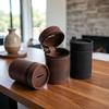 PU Leather Coin Storage Bank Handmade Cylindrical Key Storage Pouch with Clip Portable Money Clip For Car Cup Holder