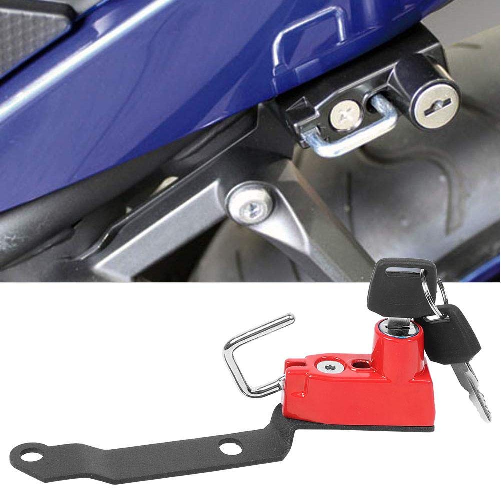 Blokada kasku, Qiilu Blokada kasku, MT25 MT03 YZF R25 R3 2014-2019 Modyfikacja motocykla Stop aluminium Antykradzieżowa Blokada kasku zabezpieczająca (Czerwony)
