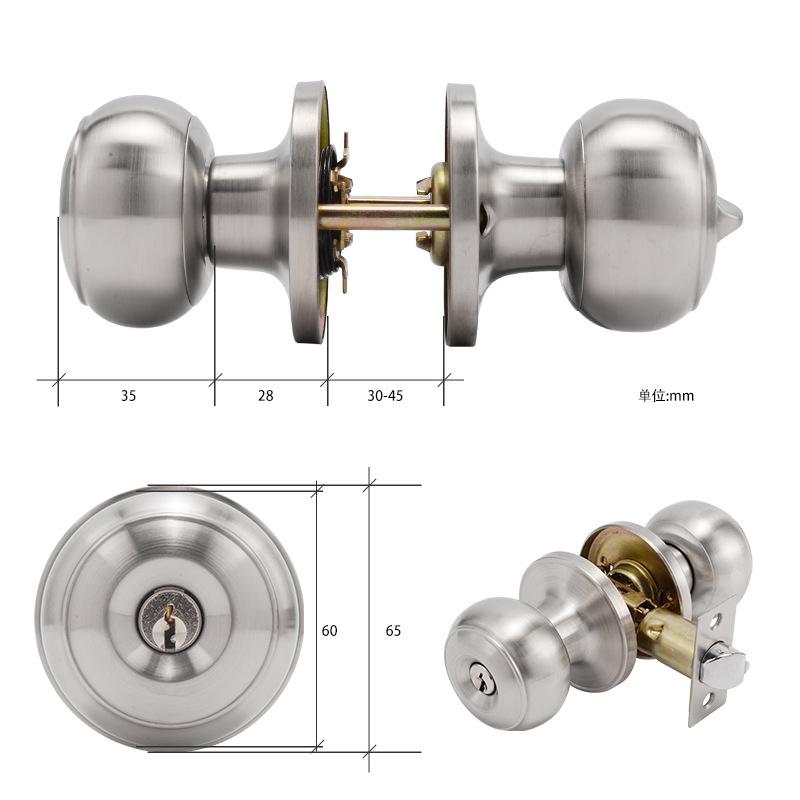 Entrance Door Lock Set with Key, Solid Black Stainless Steel