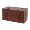 Leather Accent Wood Storage Box with Secure Metal Clasp for Entryway
