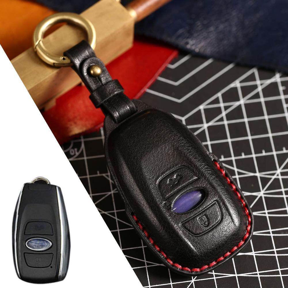 

Genuine Leather Car Key Case Cover for Subaru Forester Outback XV Legacy BRZ Premium Key Shell Holder Men чорний