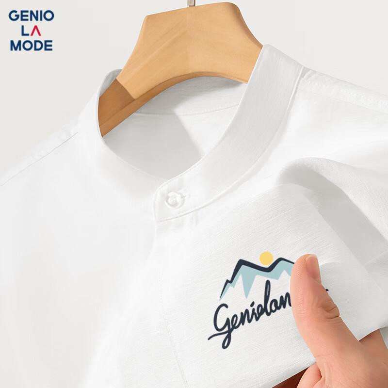 Мужская свободная быстросохнущая рубашка с коротким рукавом под лен GENIOLAMODE 2XL