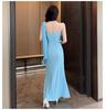 Japanese Style Spa Technician Dress: Three-Dimensional Rose Spaghetti Strap Evening Design