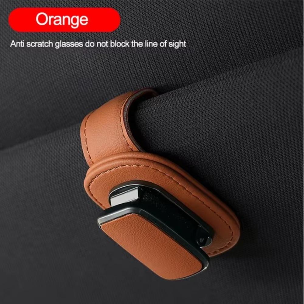 

PU Leather Car Eyeglass Hanger Clip Elastic Anti-scratch Car Eyeglass Holder Auto Sunglasses Storage Clip помаранчевий