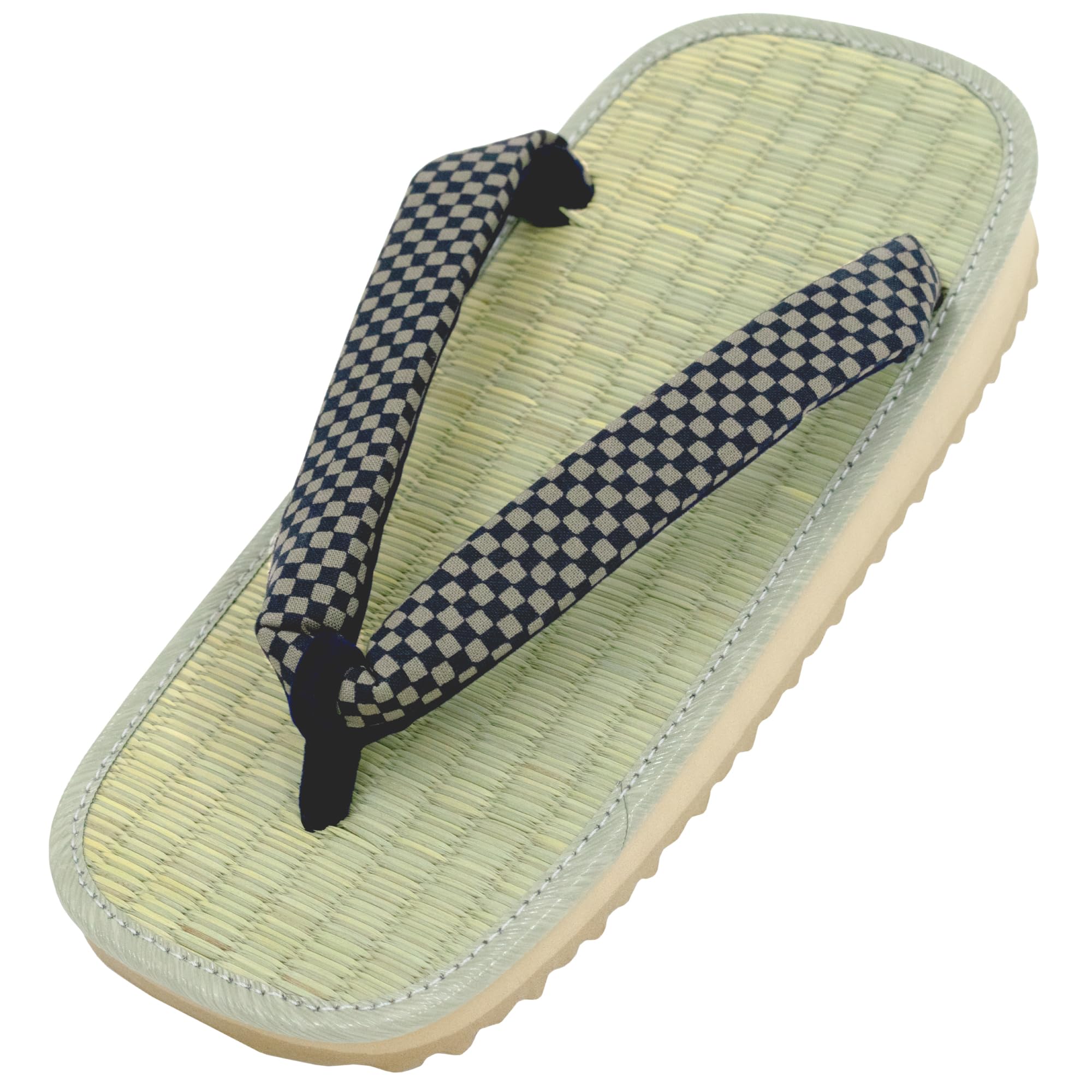 

[Ai-Ai] Sandals, sponge sole, rush grass tatami, indigo-dyed patterned thongs (stripes/hemp leaf/wave pattern), black thongs, 5 sizes available [Made