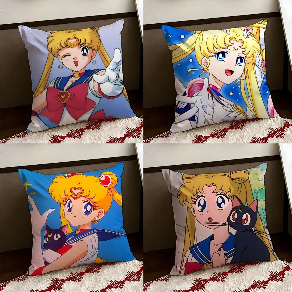 SSailor Anime MMoon Cushion Cover Reversible Soft Durable Pillow Cover Home Car MultiScene Use for Daily Comfort