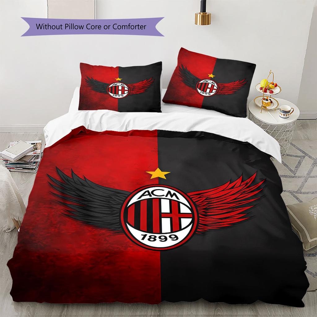 AC Milan Patronen Beddengoed, Dekbed Set Dekbedovertrek Kussensloop Huis Verjaardagscadeau(1 dekbedovertrek + 2 kussenslopen, zonder binnenkussen)