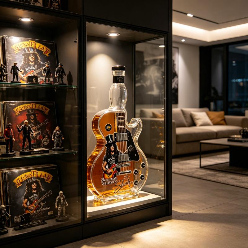 Slash Guitar Shaped Whiskey Decanter, Guns N' Roses Themed Liquor Bottle, Tennessee Whiskey Collectible Barware for Rock Fans
